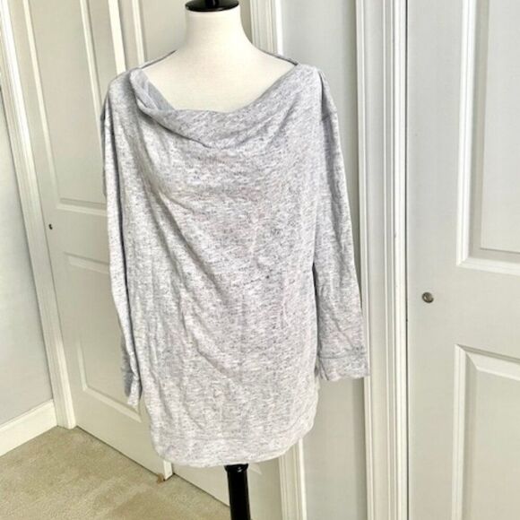 Columbia Blue Gray Cowl Neck Long Sweater Pullover Top Sweatshirt Size Large - Picture 1 of 4